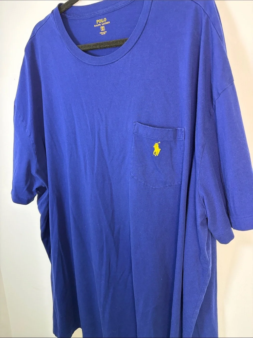 Polo Ralph Lauren Blue Crewneck Pocket Tee with Yellow Pony - 100% Cotton- 3XB